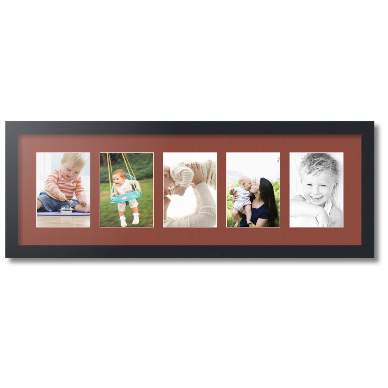 ArtToFrames Collage Photo Picture Frame with 5 - 5x7 inch Openings, Framed in Black with Over 62 Mat Color Options and Plexi Glass (CSM-3926-152)